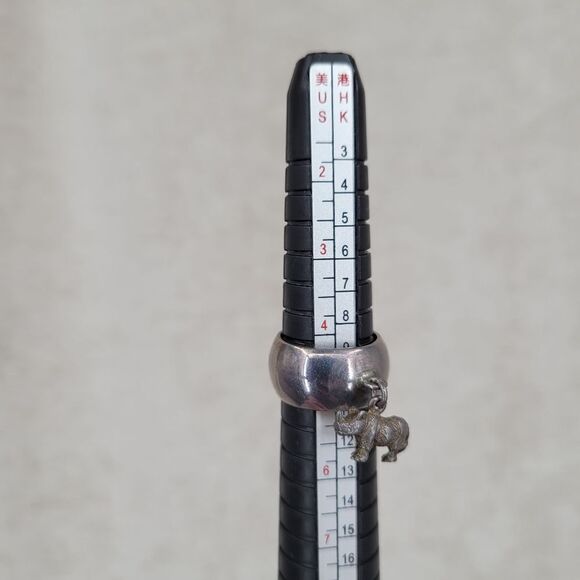 Sterling Silver Rhino Charm Ring 925 Vintage Tribal Size 5 Petite - Picture 6 of 10